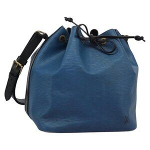 Authentic LOUIS VUITTON Epi Petit Noe Shoulder Bag Bicolor Black Blue M44152